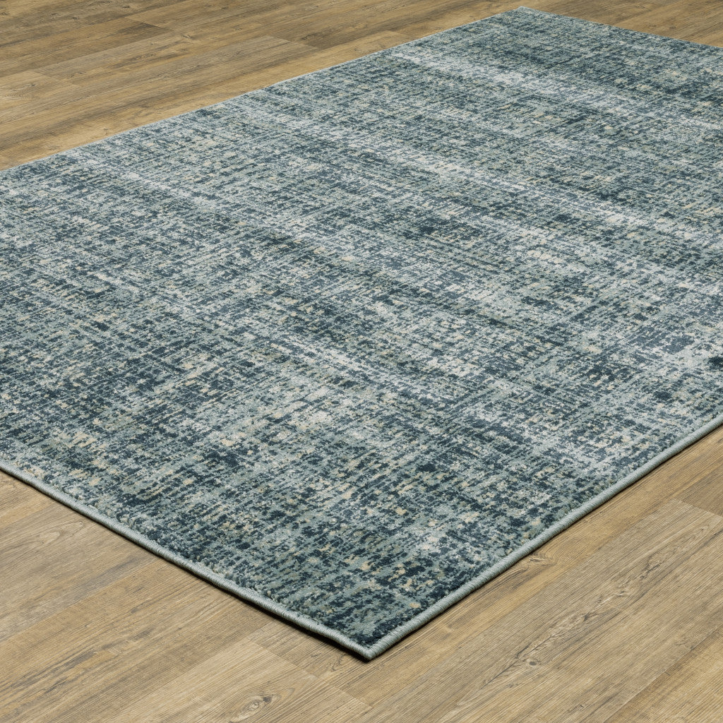 10' X 13' Dark Blue Light Blue Grey Ivory And Beige Abstract Power Loom Stain Resistant Area Rug