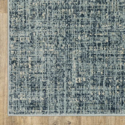 10' X 13' Dark Blue Light Blue Grey Ivory And Beige Abstract Power Loom Stain Resistant Area Rug