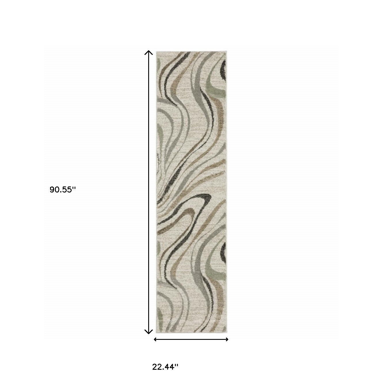 2' X 8' Gray And Ivory Abstract Power Loom Runner Rug