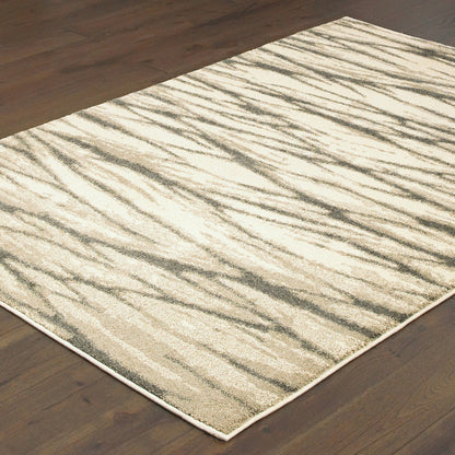 10' X 13' Ivory Sand And Ash Abstract Power Loom Stain Resistant Area Rug