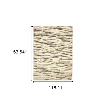 10' X 13' Ivory Sand And Ash Abstract Power Loom Stain Resistant Area Rug