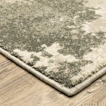 10' X 13' Beige And Grey Abstract Power Loom Stain Resistant Area Rug