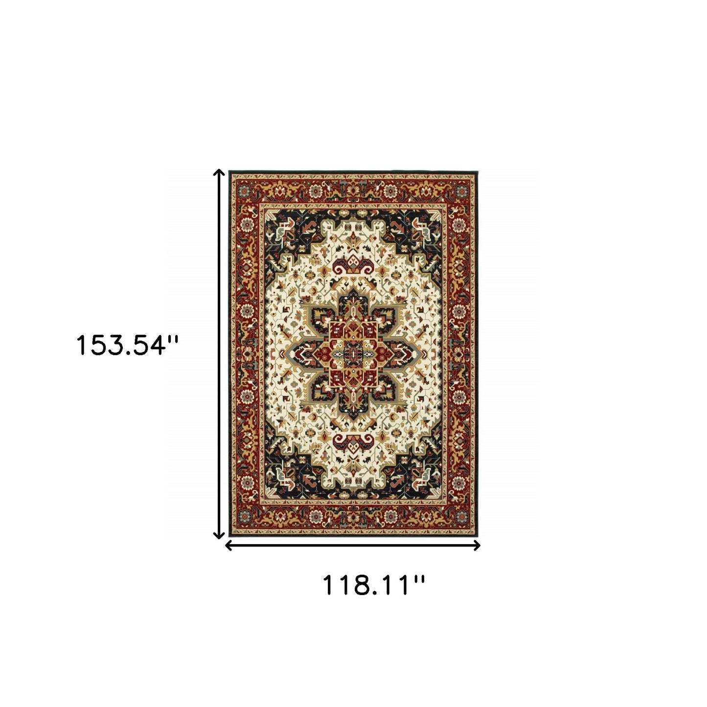 10' X 13' Red And Ivory Oriental Power Loom Stain Resistant Area Rug