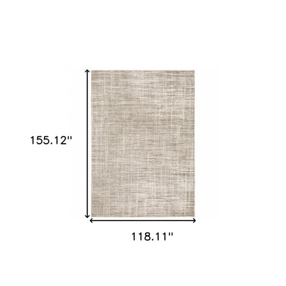 10' X 13' Beige Grey Ivory Tan And Brown Abstract Power Loom Stain Resistant Area Rug