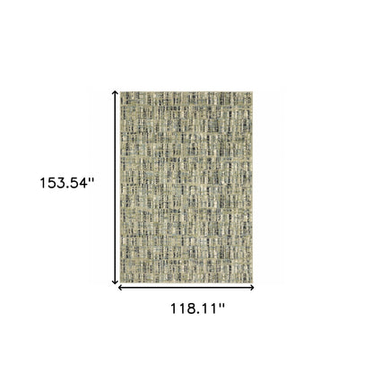 10' X 13' Green Blue Ivory Beige And Light Blue Abstract Power Loom Stain Resistant Area Rug