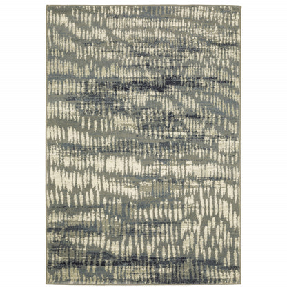 10' X 13' Grey Beige Blue And Light Blue Abstract Power Loom Stain Resistant Area Rug