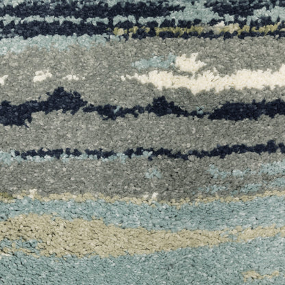 10' X 13' Blue Green Grey Light Blue And Beige Abstract Power Loom Stain Resistant Area Rug