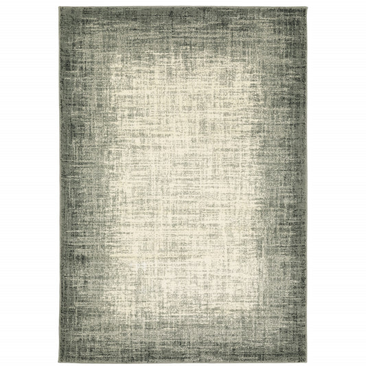 10' X 13' Grey Beige And Blue Power Loom Stain Resistant Area Rug