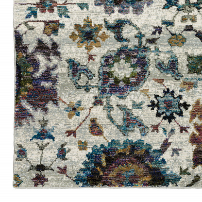 10' X 13' Purple and Gray Oriental Power Loom Area Rug