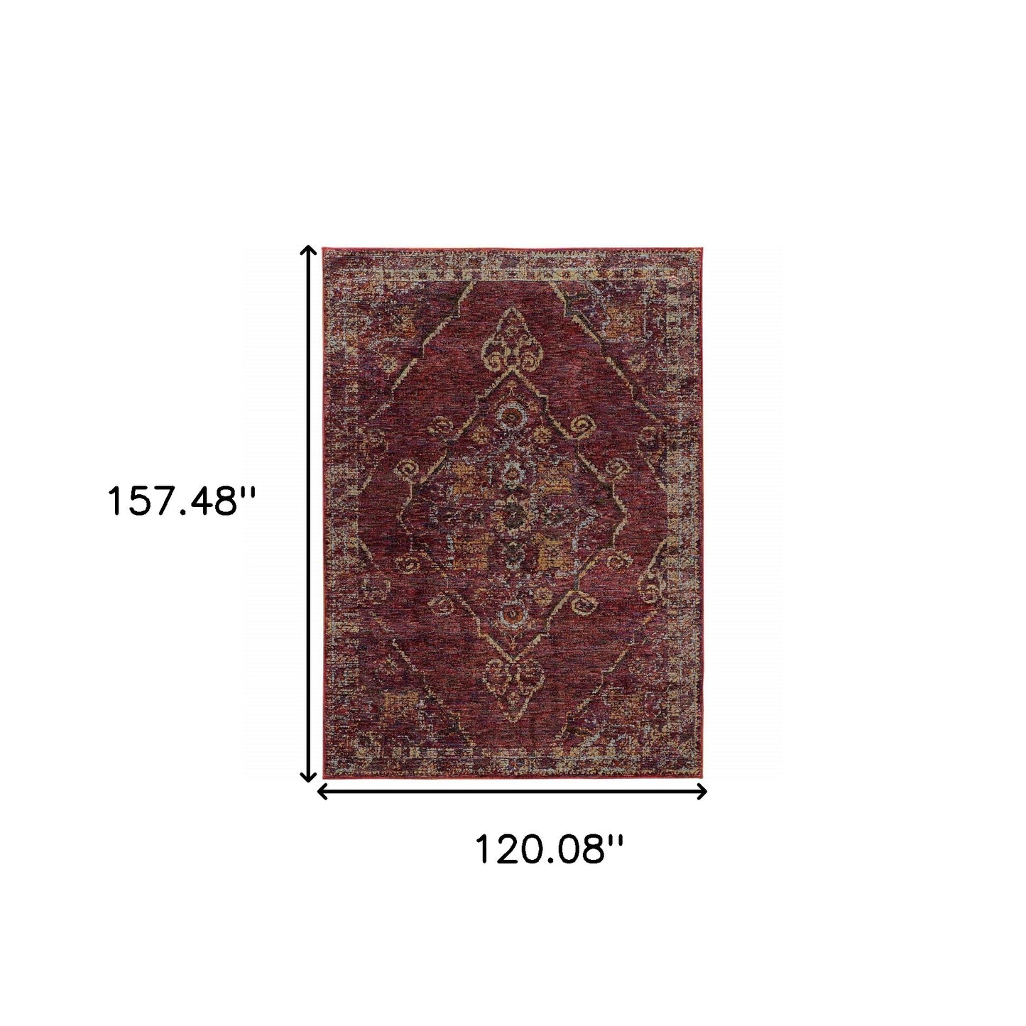 10' X 13' Red and Gold Oriental Power Loom Area Rug