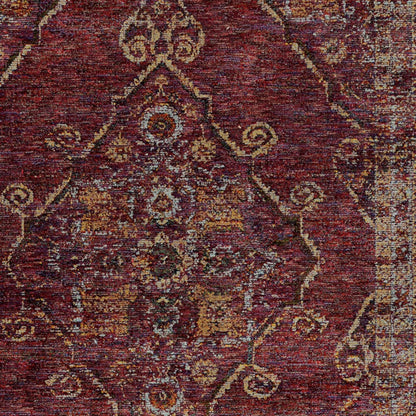 10' X 13' Red and Gold Oriental Power Loom Area Rug