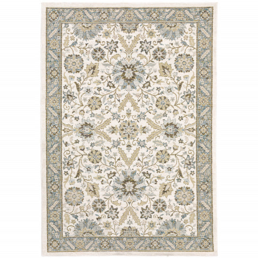 10' X 13' Gray and Ivory Oriental Power Loom Area Rug