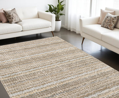 10' X 13' Gray and Ivory Abstract Power Loom Area Rug