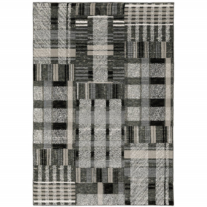 10' X 13' Gray and Black Geometric Power Loom Area Rug