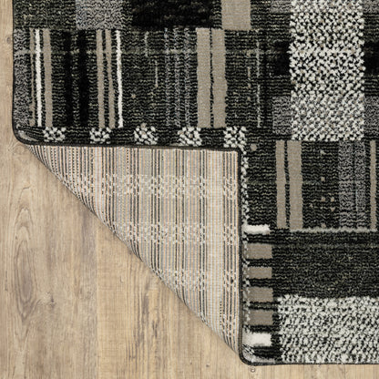 10' X 13' Gray and Black Geometric Power Loom Area Rug