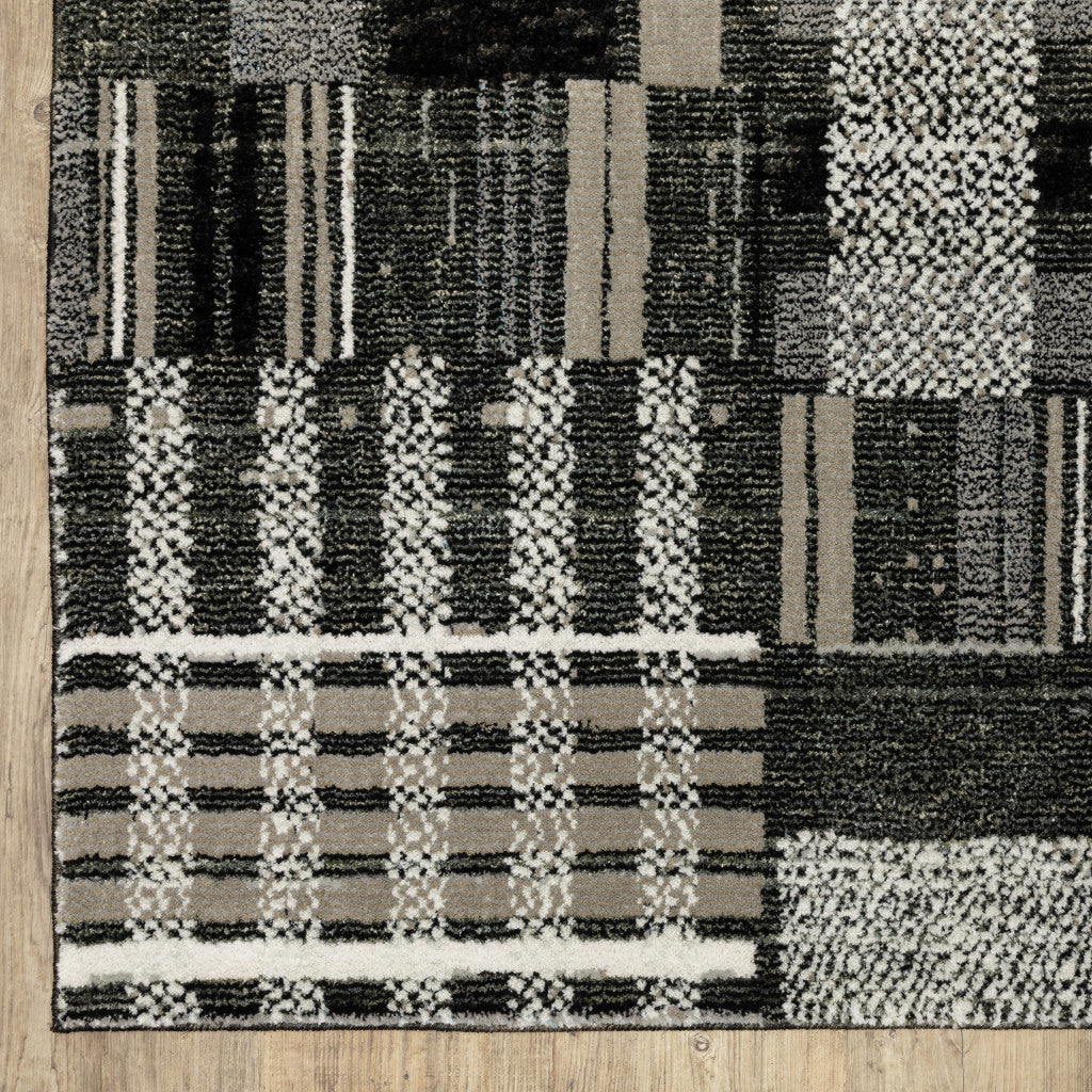 10' X 13' Gray and Black Geometric Power Loom Area Rug