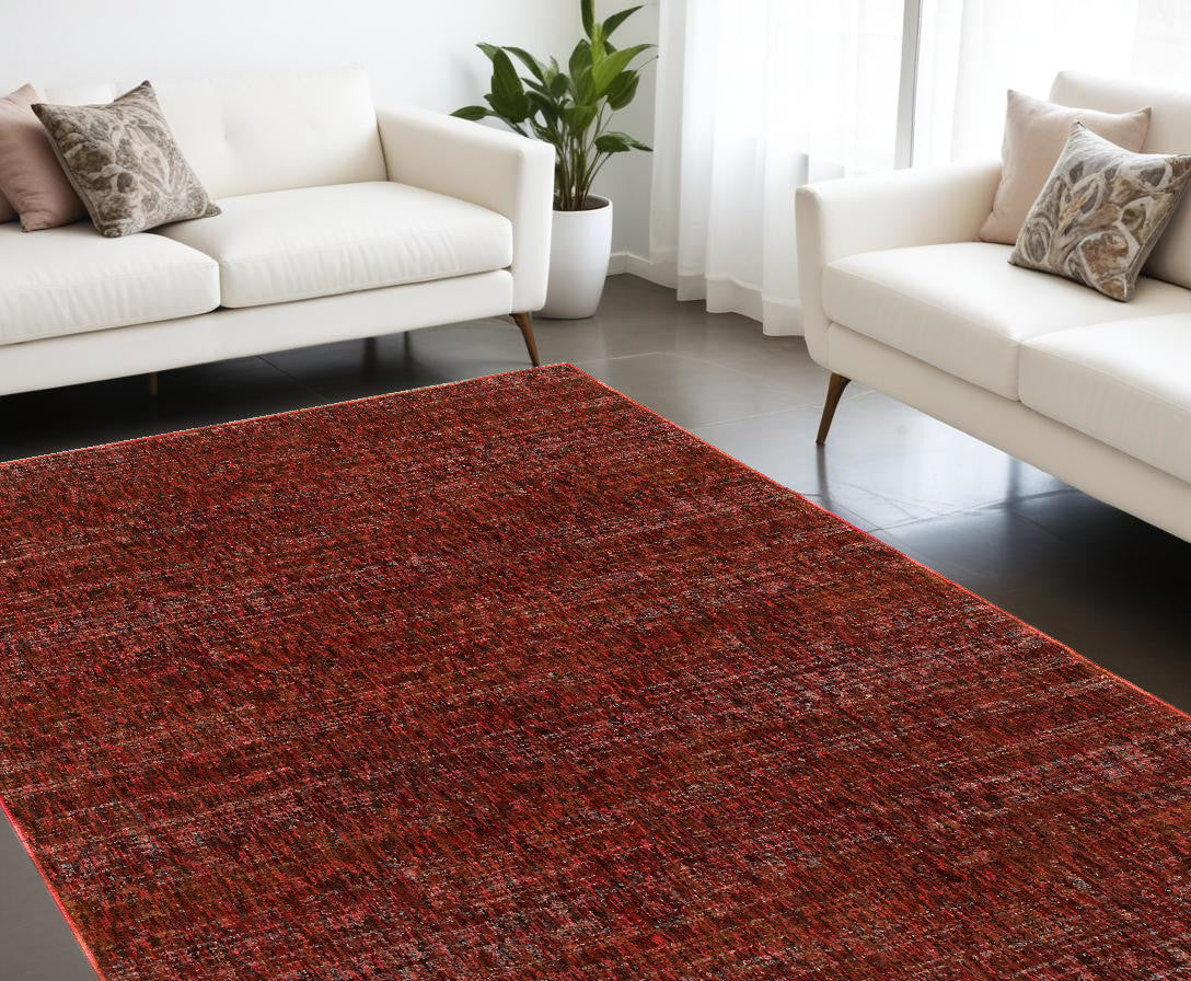 10' X 13' Red and Gray Power Loom Area Rug