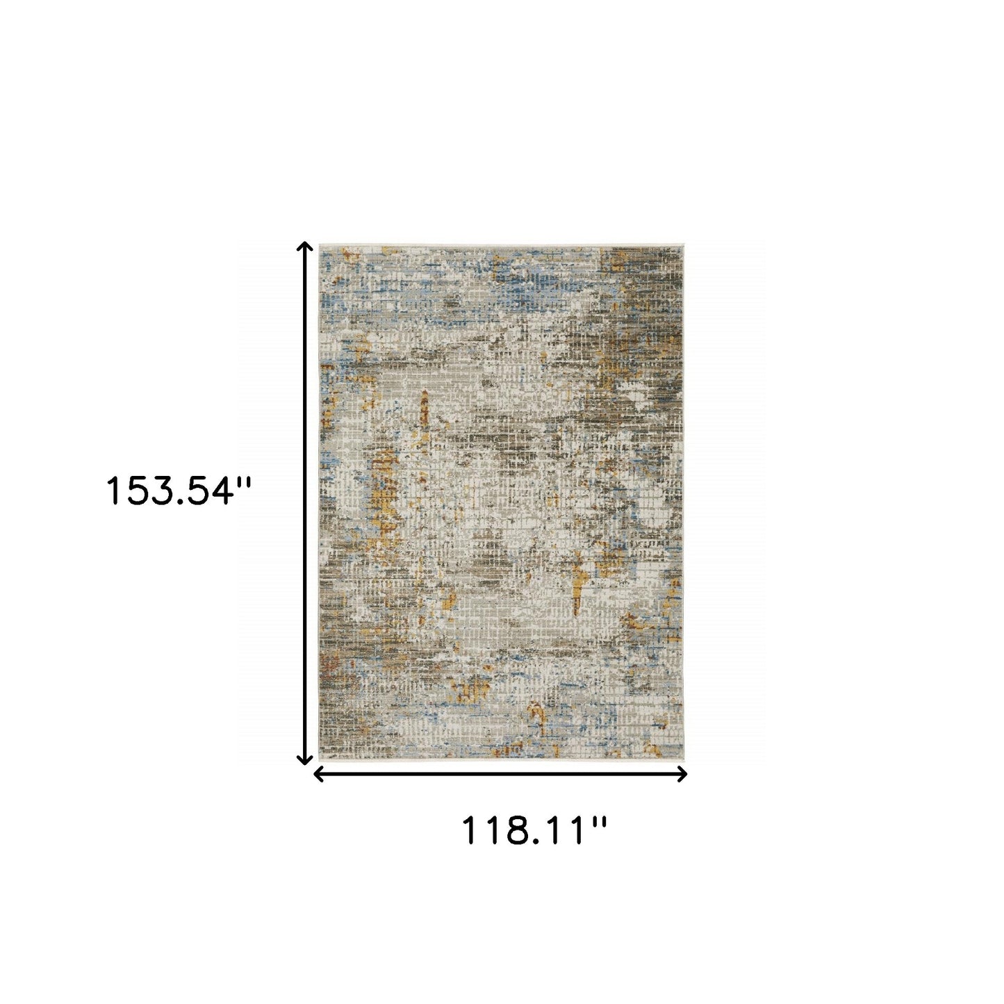 10' X 13' Beige Grey Brown Gold Red And Blue Abstract Power Loom Stain Resistant Area Rug With Fringe