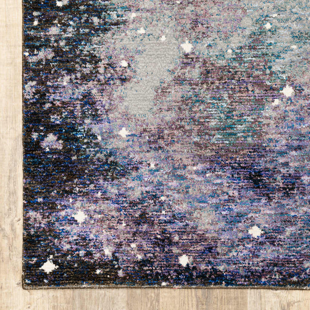 10' X 13' Purple and Ivory Abstract Power Loom Area Rug