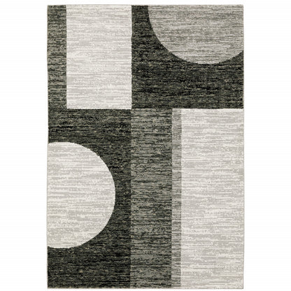 10' X 13' Gray and Ivory Geometric Power Loom Area Rug