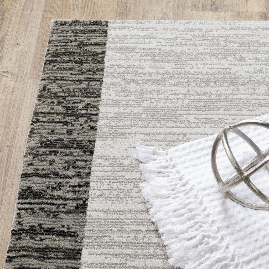 10' X 13' Gray and Ivory Geometric Power Loom Area Rug