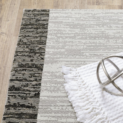 10' X 13' Gray and Ivory Geometric Power Loom Area Rug