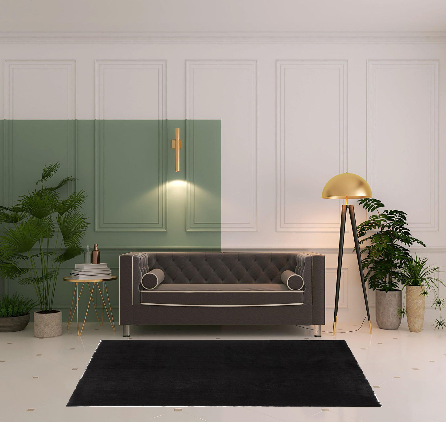 5' X 8' Blue And Black Shag Tufted Handmade Area Rug