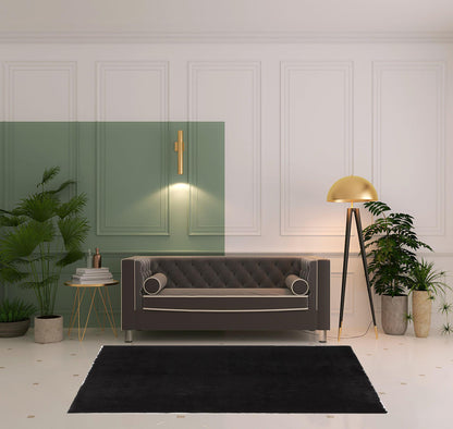 5' X 8' Blue And Black Shag Tufted Handmade Area Rug