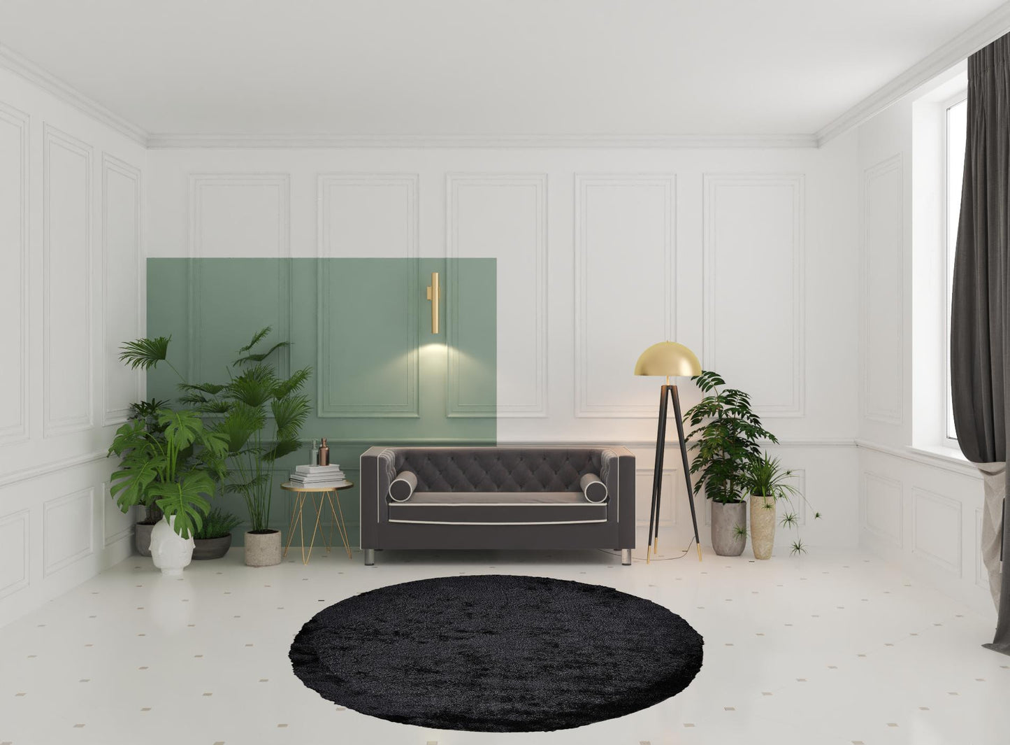 5' X 8' Blue And Black Shag Tufted Handmade Area Rug