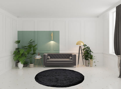 5' X 8' Blue And Black Shag Tufted Handmade Area Rug