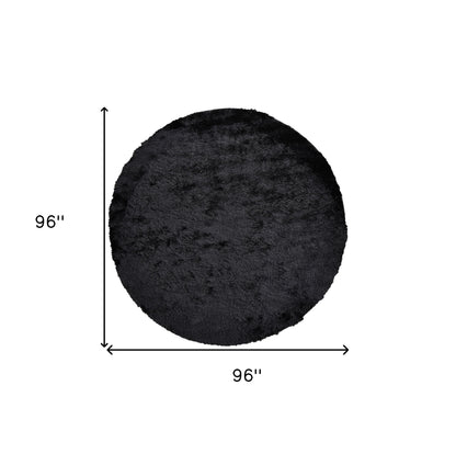 5' X 8' Blue And Black Shag Tufted Handmade Area Rug