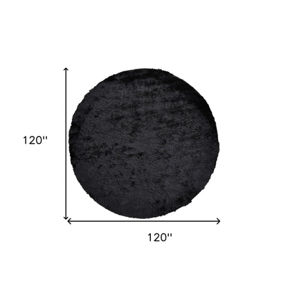 5' X 8' Blue And Black Shag Tufted Handmade Area Rug