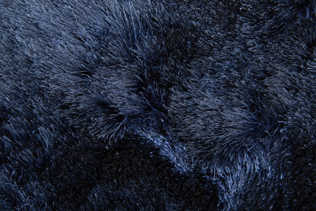 5' X 8' Blue And Black Shag Tufted Handmade Area Rug