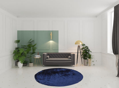 5' X 8' Blue And Black Shag Tufted Handmade Area Rug