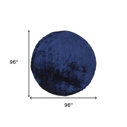 5' X 8' Blue And Black Shag Tufted Handmade Area Rug