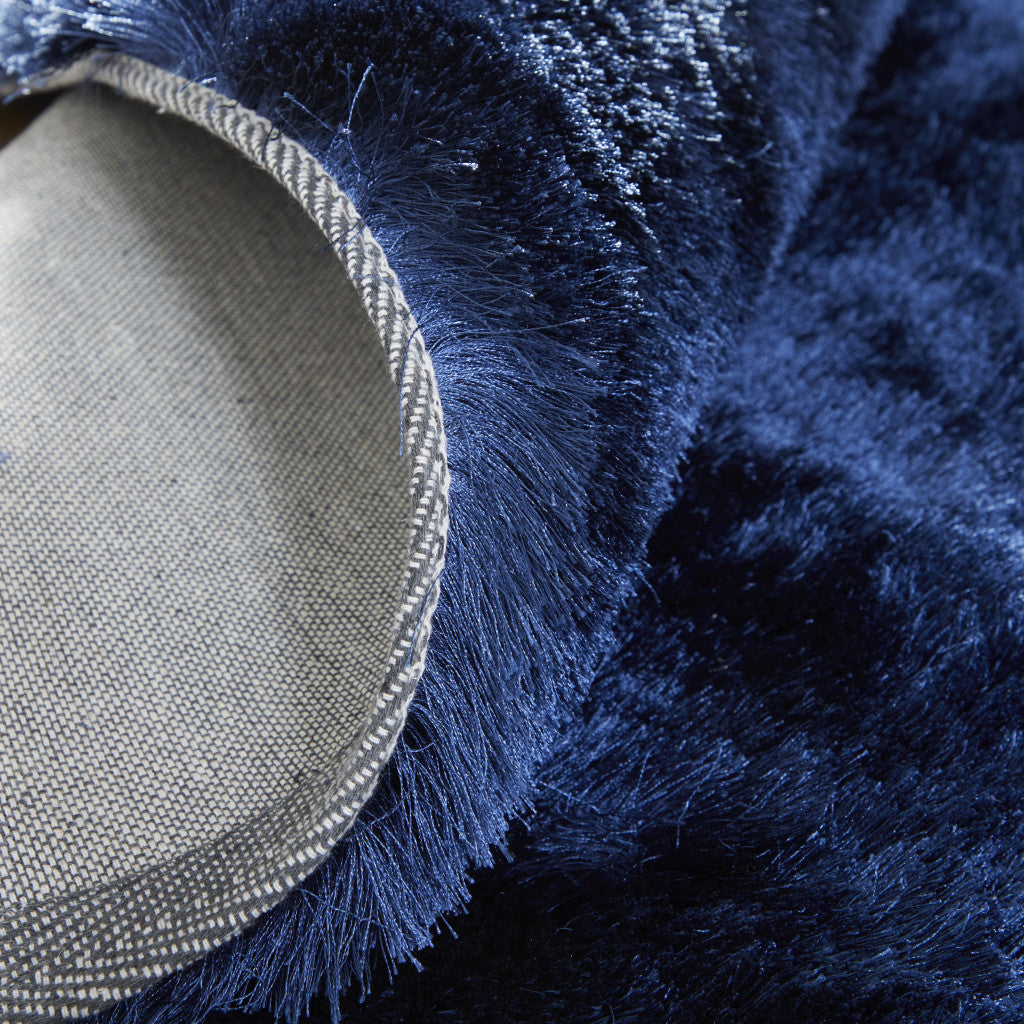 5' X 8' Blue And Black Shag Tufted Handmade Area Rug