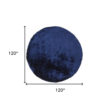 5' X 8' Blue And Black Shag Tufted Handmade Area Rug