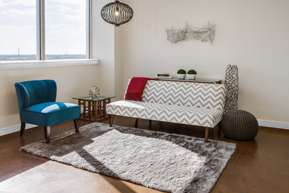 5' X 8' Blue And Black Shag Tufted Handmade Area Rug