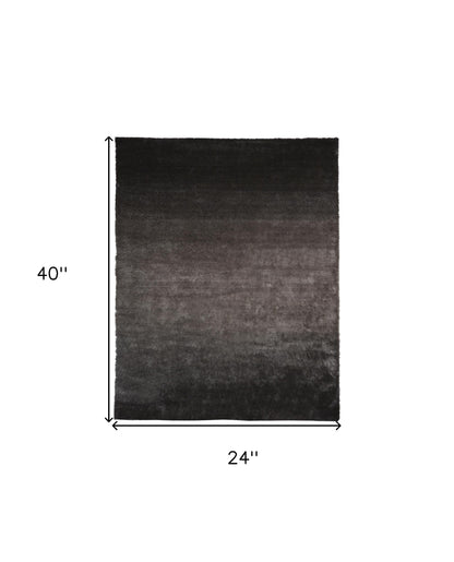 5' X 8' Blue And Black Shag Tufted Handmade Area Rug