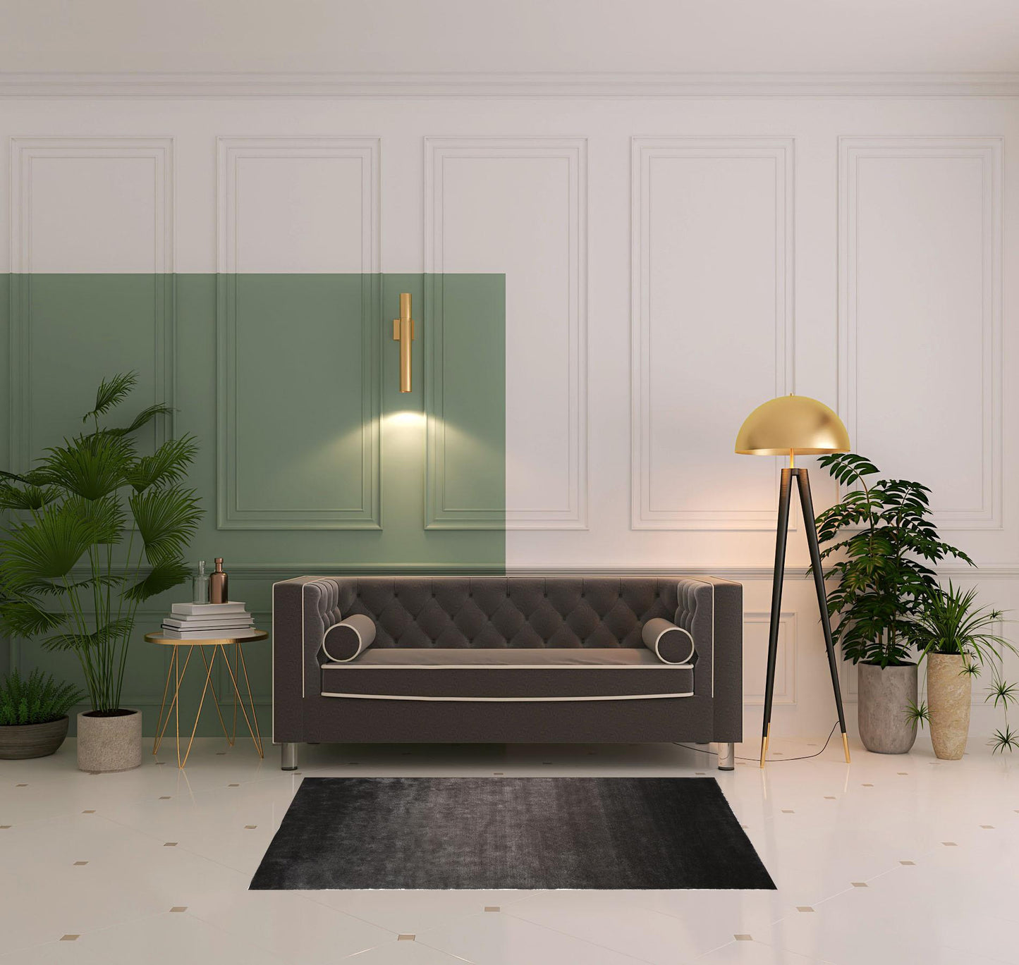 5' X 8' Blue And Black Shag Tufted Handmade Area Rug