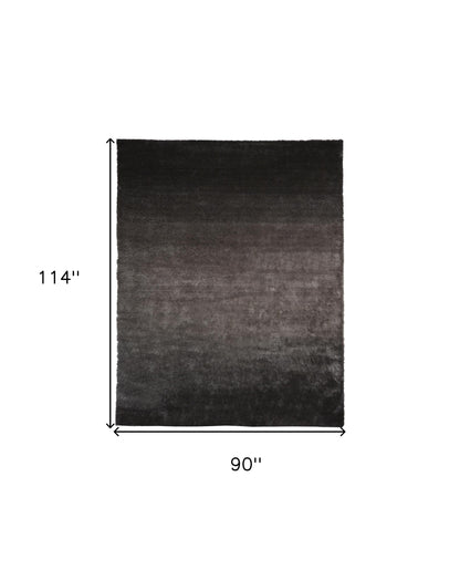 5' X 8' Blue And Black Shag Tufted Handmade Area Rug