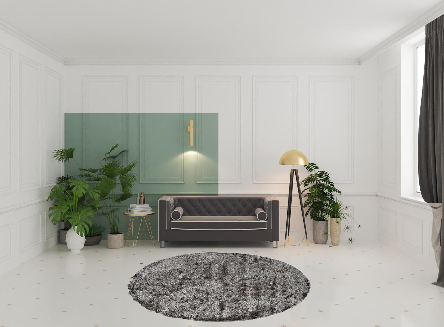 5' X 8' Blue And Black Shag Tufted Handmade Area Rug