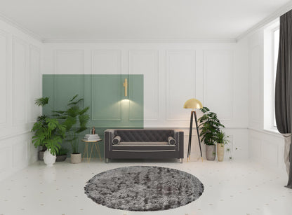 5' X 8' Blue And Black Shag Tufted Handmade Area Rug