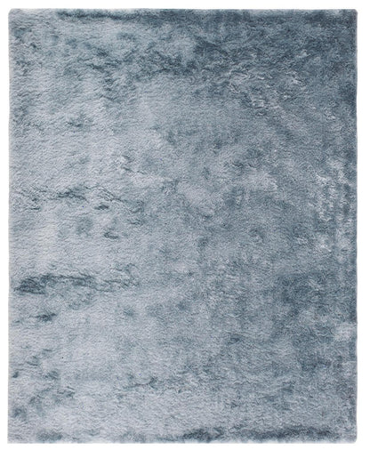 5' X 8' Blue And Black Shag Tufted Handmade Area Rug
