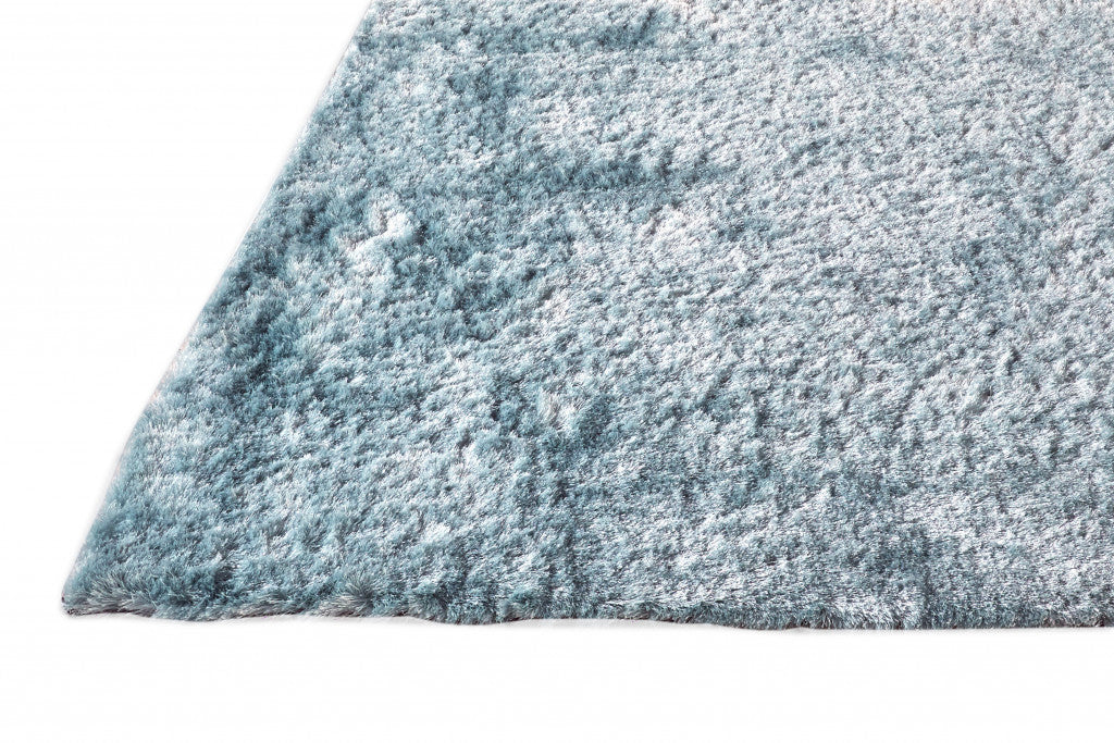 5' X 8' Blue And Black Shag Tufted Handmade Area Rug