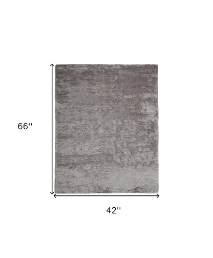 5' X 8' Blue And Black Shag Tufted Handmade Area Rug