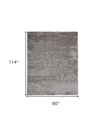 5' X 8' Blue And Black Shag Tufted Handmade Area Rug