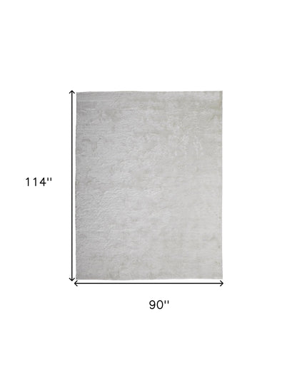 5' X 8' Blue And Black Shag Tufted Handmade Area Rug