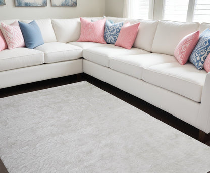 5' X 8' Blue And Black Shag Tufted Handmade Area Rug