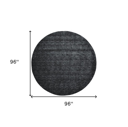 10' Black Round Wool Hand Woven Area Rug